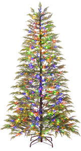 lot 162 image: Costway 6.5 Feet Artificial Christmas Tree with Branch Tips and Colorful LED Lights, Green