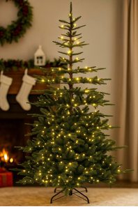 lot 164 image: BreeBe - 7FT Prelit Holiday Tree � Hinged Construction with 1303 Branch Ends - Green