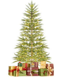 lot 166 image: Costway 6.5-ft Pre-Lit Christmas Tree Hinged with 470 PE Branch Tips Timer and 430 Lights