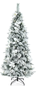 lot 167 image: Costway 6-ft Pencil Flocked White Artificial Christmas Tree