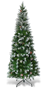 lot 176 image: Costway 6-ft Pencil Flocked Artificial Christmas Tree
