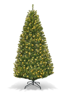 lot 182 image: Costway 6Ft Pre-Lit Artificial Christmas Tree Hinged 350 LED Lights
