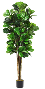 lot 237 image: Goplus Fake Fiddle Leaf Fig Tree, 6FT Tall Artificial Tree Greenery Plants in Pots, Decorative Faux Trees for Indoor Home Office