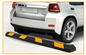 lot 238 image: Toolsempire Rubber Parking Curb Garage Floor Stopper, 72 Heavy Duty Parking Lot Stopper with Yellow Reflective Stripes, Guide Wheel Stopper for Car, Truck, RV, Trailer, Driveway