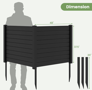 lot 291 image: COSTWAY Privacy Fence 4 Panels, 48 L x 36 W Trash Can Hider Outdoor with Stakes, Pool Pump Enclosure, Air Conditioner Fence for Garden Patio Lawn AC Unit, Black