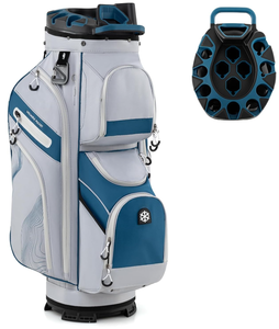 lot 293 image: Goplus Lightweight Golf Cart Bag, Molded Lock Top Golf Club Bag w14-Way Full Length Organizer Dividers, 11 Pockets, Cooler Bag, Straps, Umbrella Holder & Rain Hood for Men Women
