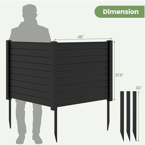 lot 294 image: COSTWAY Privacy Fence 4 Panels, 48 L x 36 W Trash Can Hider Outdoor with Stakes, Pool Pump Enclosure, Air Conditioner Fence for Garden Patio Lawn AC Unit, Black