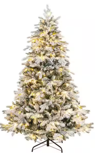 lot 298 image: COSTWAY 7.5 FT Pre-Lit Christmas Tree, Snow Flocked Hinged Xmas Tree with 1010 Branches Tips & 450 LED Lights, Metal Stand, Artificial Pine Lighted Holiday Tree for Home Office Decorations