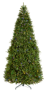 lot 299 image: National Tree Company 12 ft. Pre-Lit Dunhill Fir Tree with PowerConnect Dual Color LED Lights, Plug-In