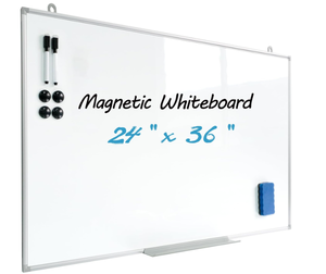 lot 370 image: Magnetic Writeboard 36x24in Dry Erase Board Hanging & Wall Mounted Whiteboard S Aluminium Frame Message Boards for Home, School, Office, Kitchen (Minor Transit Damage)