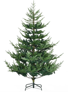 lot 376 image: HOMCOM 6 Foot Artificial Christmas Tree, Nordic Pine Hinged Xmas Tree with 795 Realistic Branches, Wide Steel Base, Auto Open, Green (Missing Hardware)