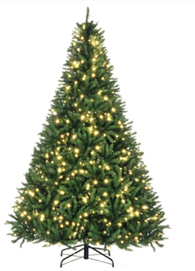 lot 377 image: HOMCOM 7ft Pre-Lit Full Douglas Fir Artificial Christmas Tree with Realistic Branches, 700 Warm White LED Lights and 2154 Tips