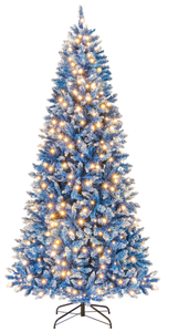 lot 383 image: Costway Artificial Christmas Tree with 767 Snowy Branch Tips-7 FT, Blue