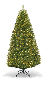 lot 387 image: Costway 6Ft Pre-Lit Artificial Christmas Tree Hinged 350 LED Lights