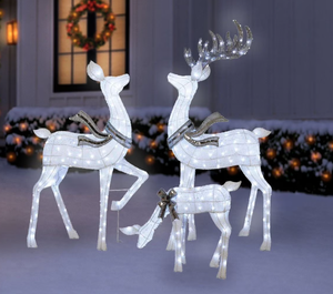 lot 445 image: Members Mark Pre-Lit Animated Iced Deer Family, 3 pc.