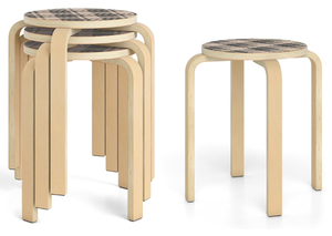 lot 458 image: Giantex Stackable Stools Set of 4, 18 Round Stacking Backless Nesting Stools, School Chairs, Flexible Seating for Classroom Elementary, Students, Adults, Kitchen, Dining Room (Natural & Black)