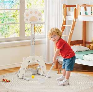 lot 459 image: Costway UY10177GR 3-in-1 Kids Basketball Hoop with Basketball & Foldable Rim - Gray (Maybe Missing Hardware)