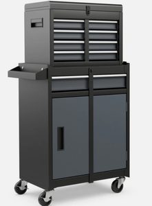 lot 463 image: Costway 2-in-1 Outdoor Rolling Tool Storage Chest Cabinet w5 Sliding Lockable Drawers