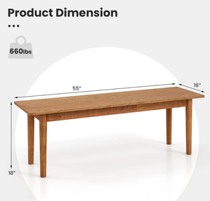 lot 469 image: Giantex Wood Dining Bench, Entryway Bench wSolid Rubber Wood Legs, 660 LBS Weight Capacity (Minor Transit Damage)