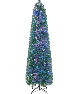lot 482 image: Costway 6-ft Pre-Lit Artificial Xmas Tree with Colourful Fibre Optics and 517 PVC Branch Tips