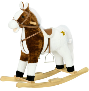 lot 483 image: Qaba Rocking Horse with Sound, Ride on Horse with Saddle, Toddler Rocker, Gift for 3-8 Year Old, Brown