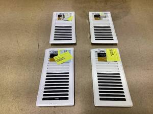 lot 474 image: LOT OF 4 Imperial White Steel Painted Floor Register 4 x 10 Rectangular Louvered Design