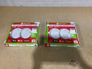 lot 271 image: LOT OF 2 First Alert 2-in-1 Smoke & Carbon Monoxide Alarms With Voice & Location Alert 2 Pack (4 Total)