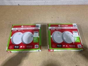 lot 275 image: LOT OF 2 First Alert 2-in-1 Smoke & Carbon Monoxide Alarms With Voice & Location Alert 2 Pack (4 Total)