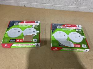 lot 279 image: LOT OF 2 First Alert 2-in-1 Smoke & Carbon Monoxide Alarms With Voice & Location Alert 2 Pack (4 Total)