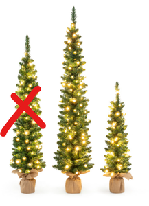 lot 185 image: Costway Set of 2 Pre-Lit Artificial Christmas Trees with 415 Green Branch Tips (Missing 1 Tree From Set of 3)
