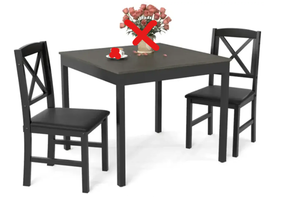 lot 471 image: Costway 3-Piece Dining Table Set Wooden Square Kitchen Table for 2 People (Maybe Missing Hardware)