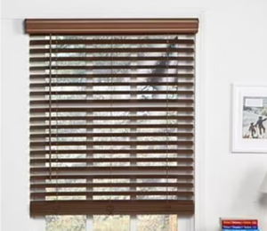 lot 478 image: 2 in. Cordless Faux Wood Blind, Dark Oak - 31.5 x 48 in.