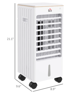 lot 485 image: HOMCOM Room Air Cooler with Ice Packs, Ice Cooling Fan Water Conditioner Humidifier Unit with Remote, Timer, Wheels
