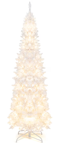 lot 497 image: Costway 7-ft Pre-lit Pencil White Artificial Christmas Tree with White LED Lights