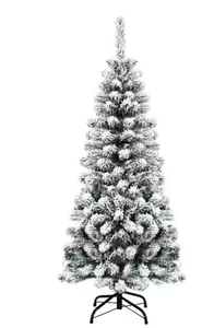 lot 181 image: Costway 4.5 ft. White Unlit Light Type Flocked Classic Pencil Artificial Christmas Tree with 242 Tips