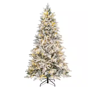 lot 397 image: Costway 7 ft. Pre-Lit Snow Flocked Hinged Artificial Christmas Tree with 300 LED Light
