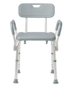 lot 429 image: Medline Shower Chair with Backrest and Padded Armrests Aluminum 350lbs Gray 1Ct