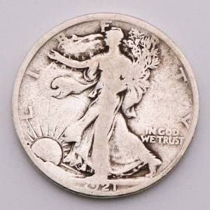 lot 75 image: 1921 Walking Liberty Half Dollar Key Date