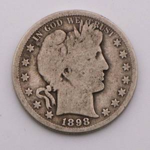 lot 72 image: 1898-S Barber Half Dollar Key Date
