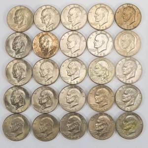 lot 64 image: Eisenhower Dollar Lot of 25 (Ikes)