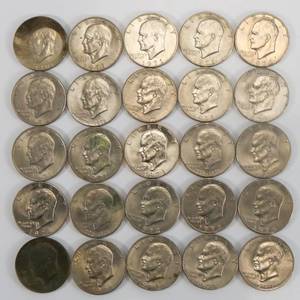 lot 63 image: Eisenhower Dollar Lot of 25 (Ikes)