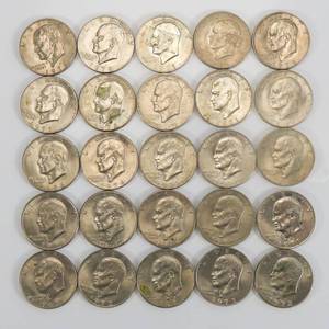 lot 62 image: Eisenhower Dollar Lot of 25 (Ikes)