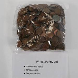 lot 61 image: Wheat Penny Lot - $5 Unsearched