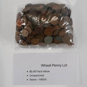 lot 58 image: Wheat Penny Lot - $5 Unsearched