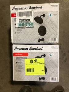 lot 53 image: Lot of American Standard Rumson Single-Handle 1-Spray Tub and Shower Faucet with 1.8 GPM in Matte Black (Valve Included) Customer Returns See Pictures