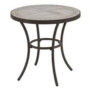 lot 20 image: StyleWell 27 in. Brown Round Metal Outdoor Side Table with Grouted Porcelain Top  Customer Returns See Pictures