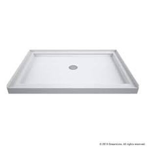 lot 6 image: DreamLine SlimLine 48 in.x 32 in. Single Threshold Alcove Shower Pan Base in White with Center Drain Customer Returns See Pictures