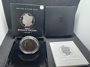 lot 7 image: 2021-D Uncirculated Morgan Silver Dollar in Original Mint Box with COA - Greysheet Wholesale Price - $125.00