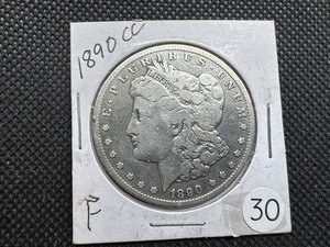 lot 30 image: Key Date 1890-CC Morgan Silver Dollar