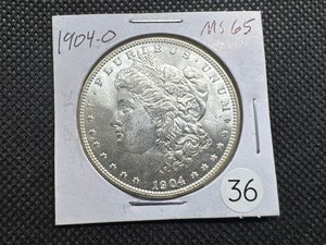 lot 36 image: 1904-O Morgan Silver Dollar Marked MS65 When Purchased - Nice Mint Luster